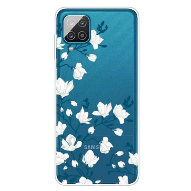 Coque Samsung Galaxy A12 / M12 Fleurs Blanches