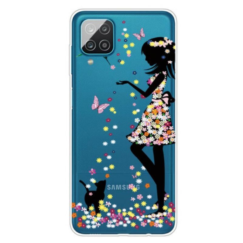 Coque Samsung Galaxy A12 / M12 Jolie Tête Fleurie