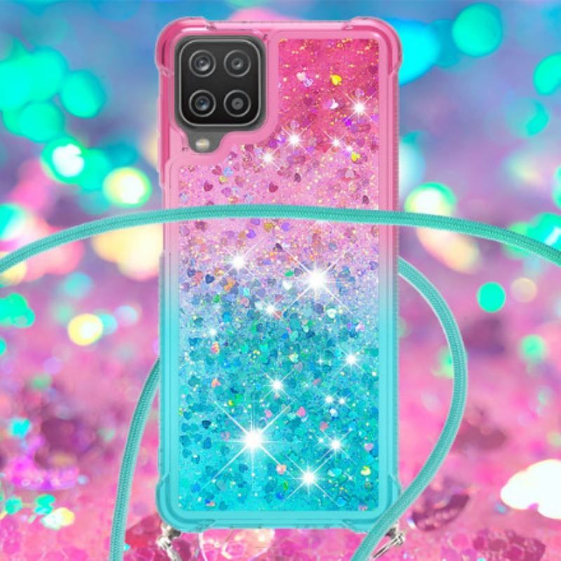 Coque Samsung Galaxy A12 / M12 Silicone Paillettes et Cordon