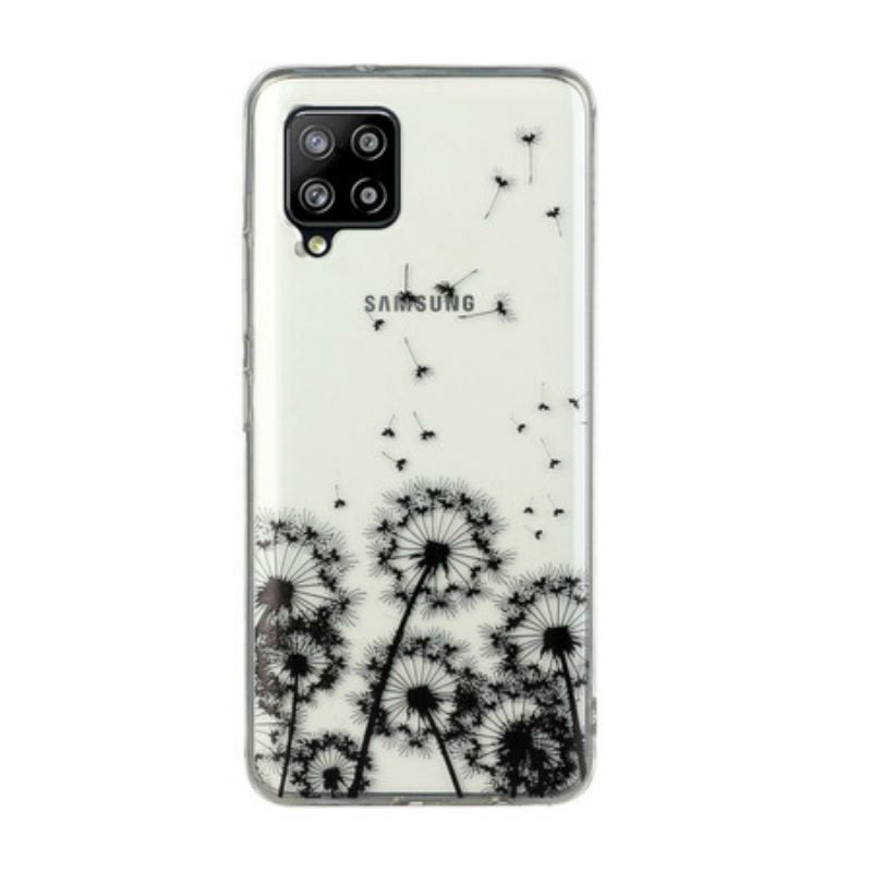Coque Samsung Galaxy A12 / M12 Transparente Pissenlits Noirs