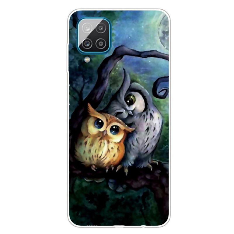 Coque Samsung Galaxy A12 Peinture Hiboux