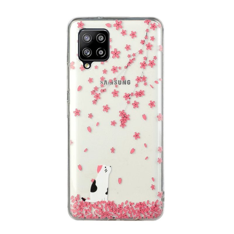 Coque Samsung Galaxy A12 Pétales Et Chat