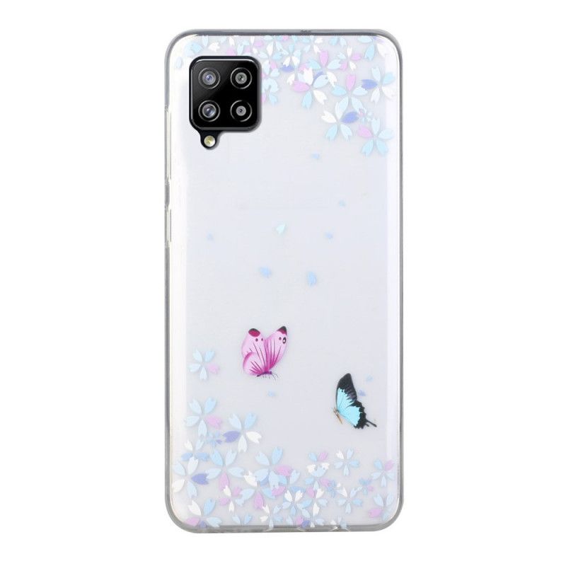 Coque Samsung Galaxy A12 Transparente Papillons Et Fleurs