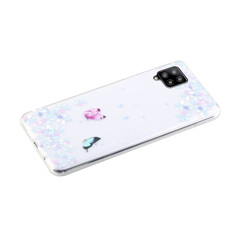 Coque Samsung Galaxy A12 Transparente Papillons Et Fleurs