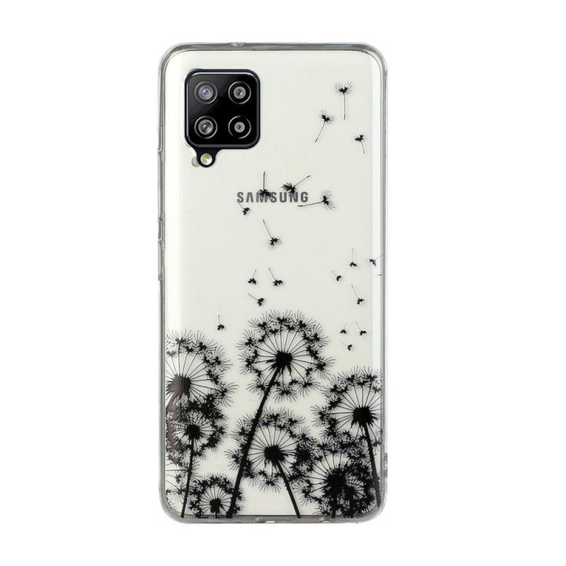 Coque Samsung Galaxy A12 Transparente Pissenlits Noirs