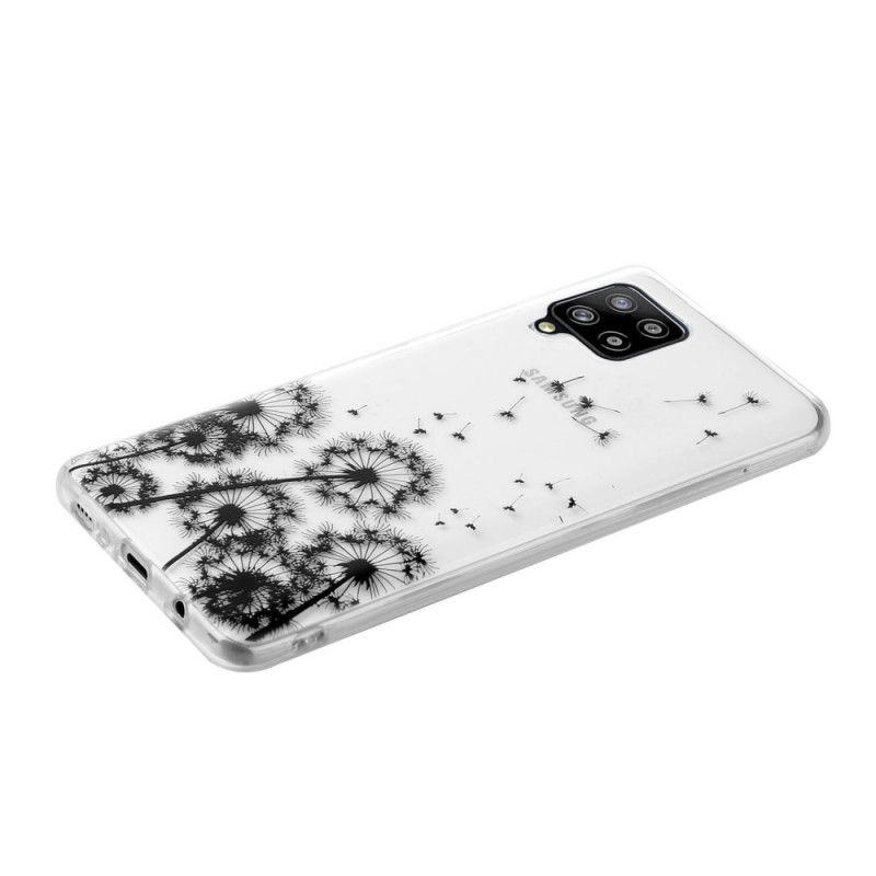 Coque Samsung Galaxy A12 Transparente Pissenlits Noirs