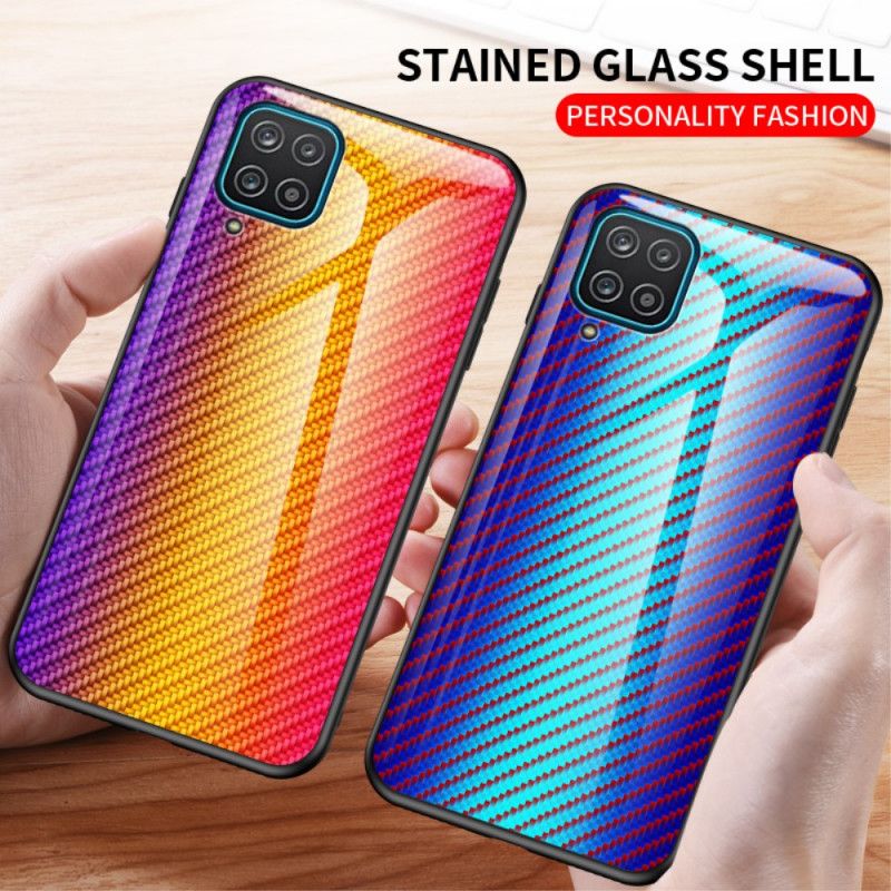 Coque Samsung Galaxy A12 Verre Trempé Fibre Carbone