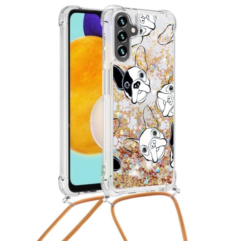 Coque Samsung Galaxy A13 5G À Cordon Paillettes Chiens