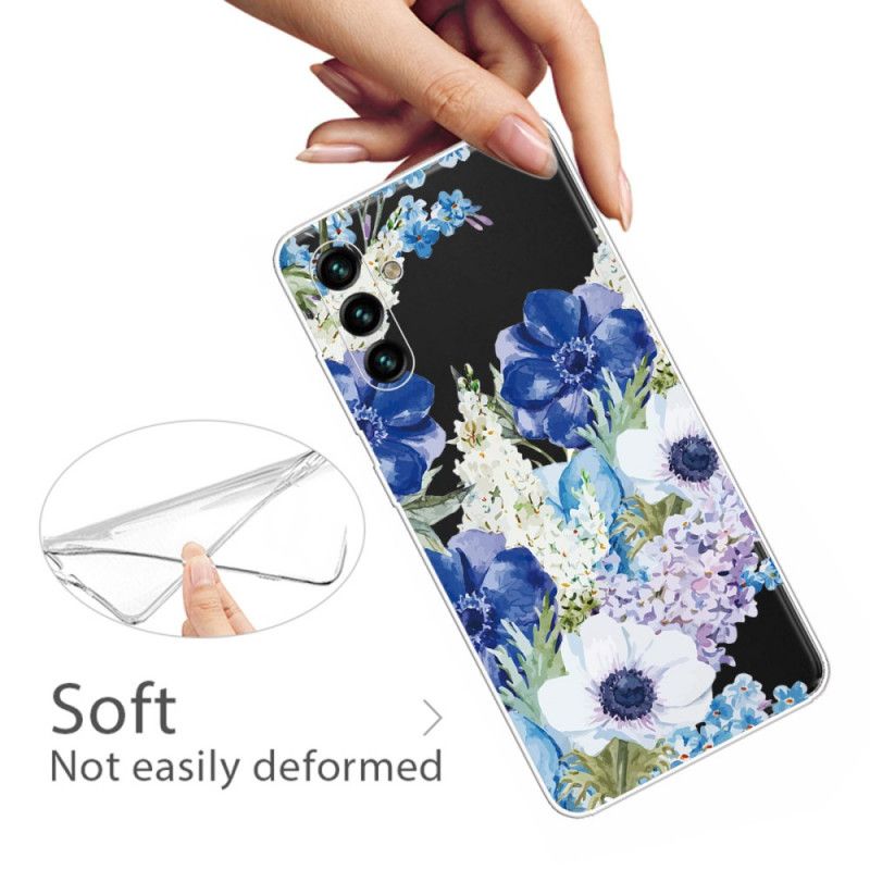 Coque Samsung Galaxy A13 5G Fleurs Bleues Aquarelle