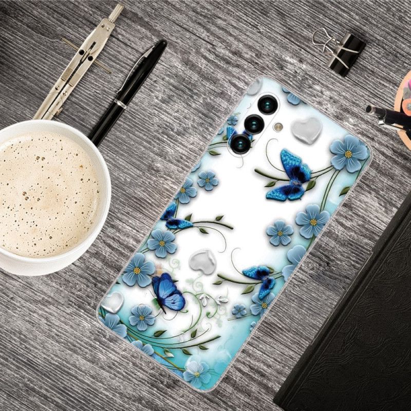 Coque Samsung Galaxy A13 5G Papillons Et Fleurs Rétros