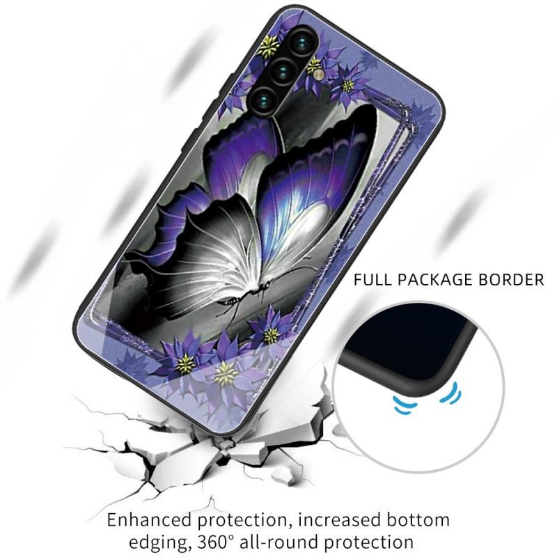 Coque Samsung Galaxy A13 5G Verre Trempé Papillon Violet