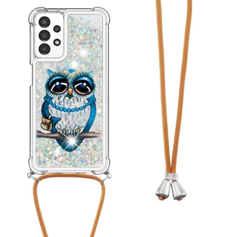 Coque Samsung Galaxy A13 à Cordon Paillettes Miss Hibou