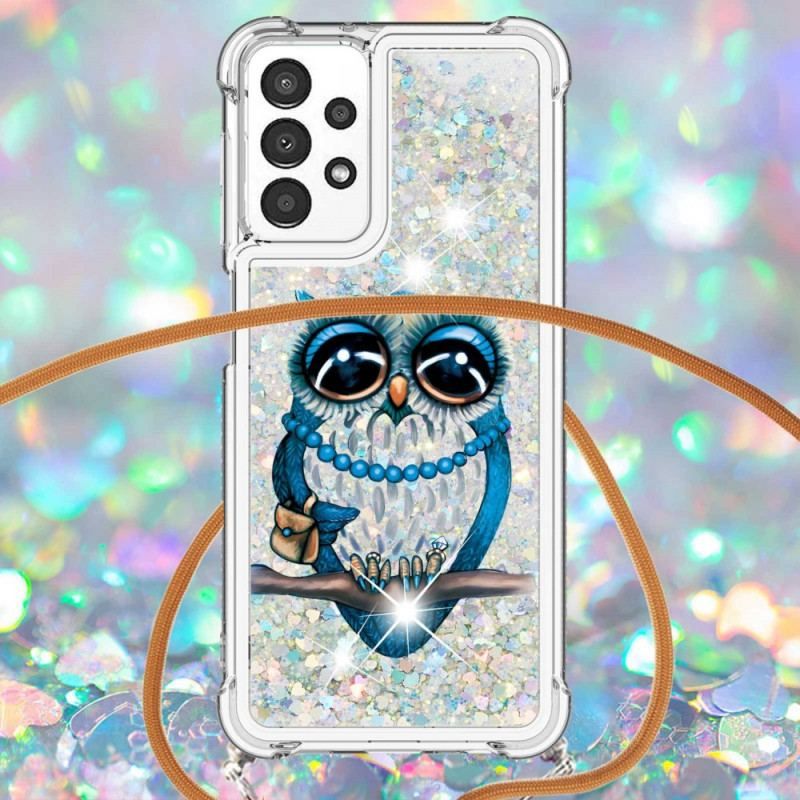 Coque Samsung Galaxy A13 à Cordon Paillettes Miss Hibou