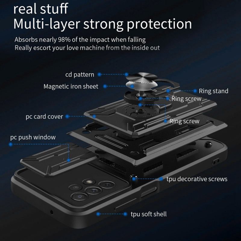 Coque Samsung Galaxy A13 Porte-Carte et Protège-Lentilles