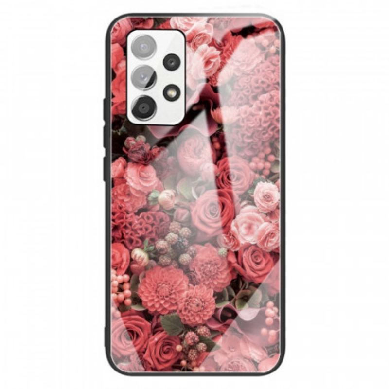 Coque Samsung Galaxy A13 Verre trempé Fleurs Roses