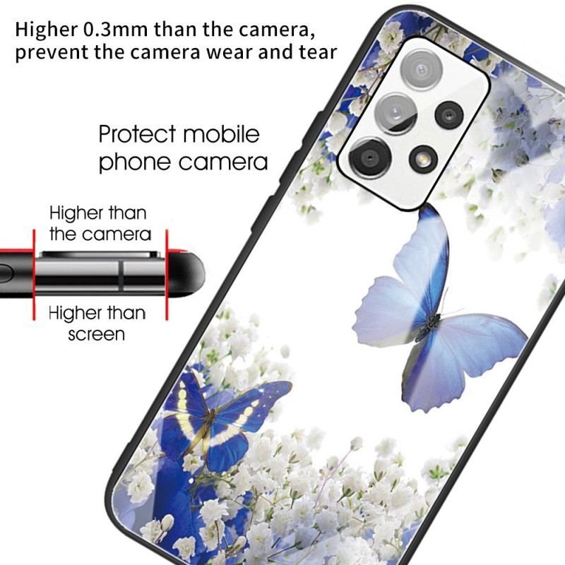 Coque Samsung Galaxy A13 Verre Trempé Papillons Design