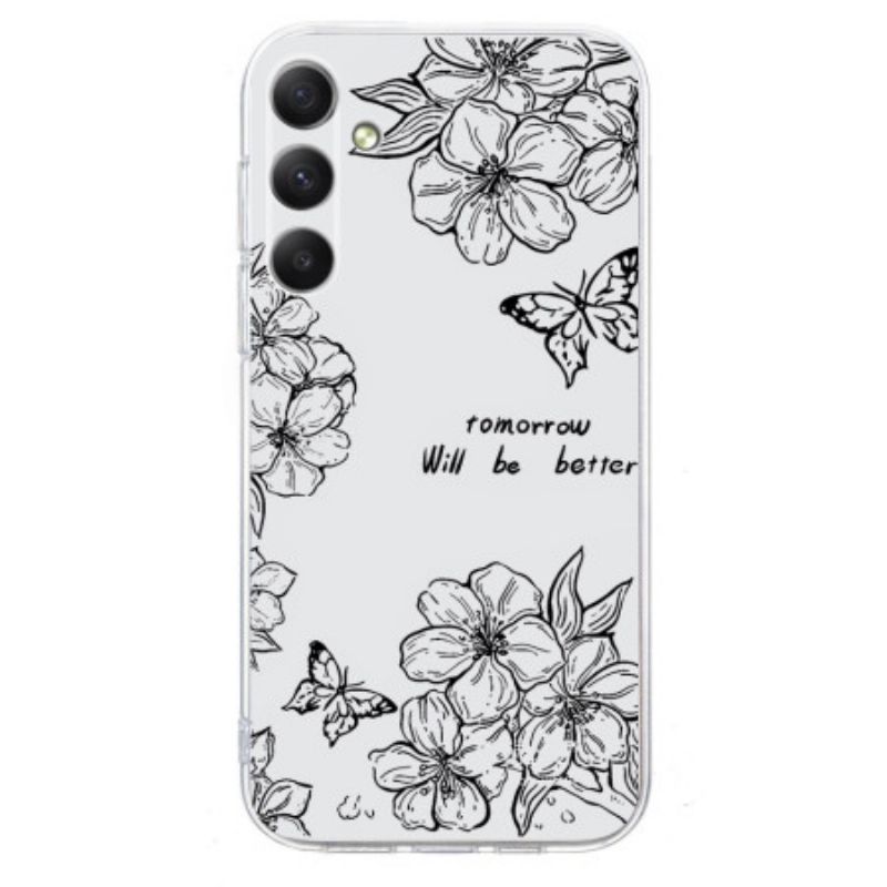 Coque Samsung Galaxy A17 4G / 5G Papillons et Fleurs Blanches