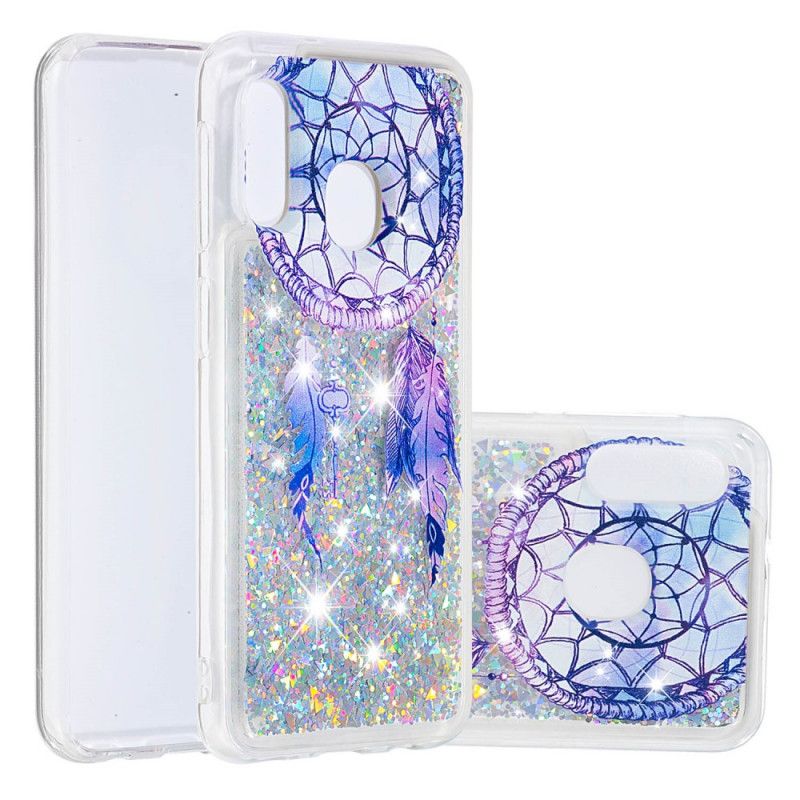 Coque Samsung Galaxy A20e Attrape Rêves Bleu Paillettes