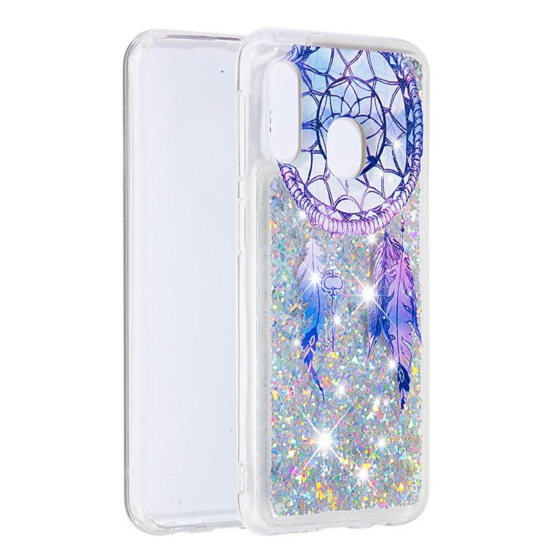 Coque Samsung Galaxy A20e Attrape Rêves Bleu Paillettes