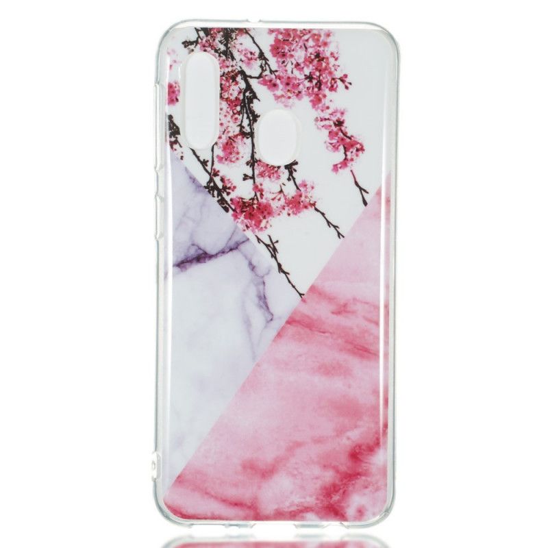 Coque Samsung Galaxy A20e Marbrée Fleurs De Prunier