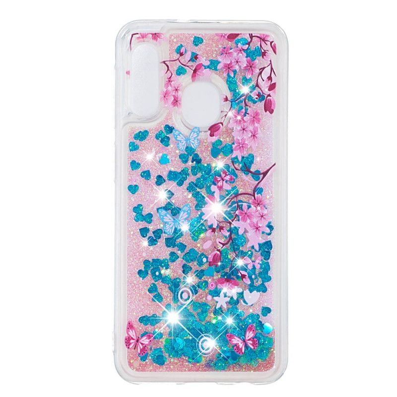 Coque Samsung Galaxy A20e Papillons Et Fleurs Bleus