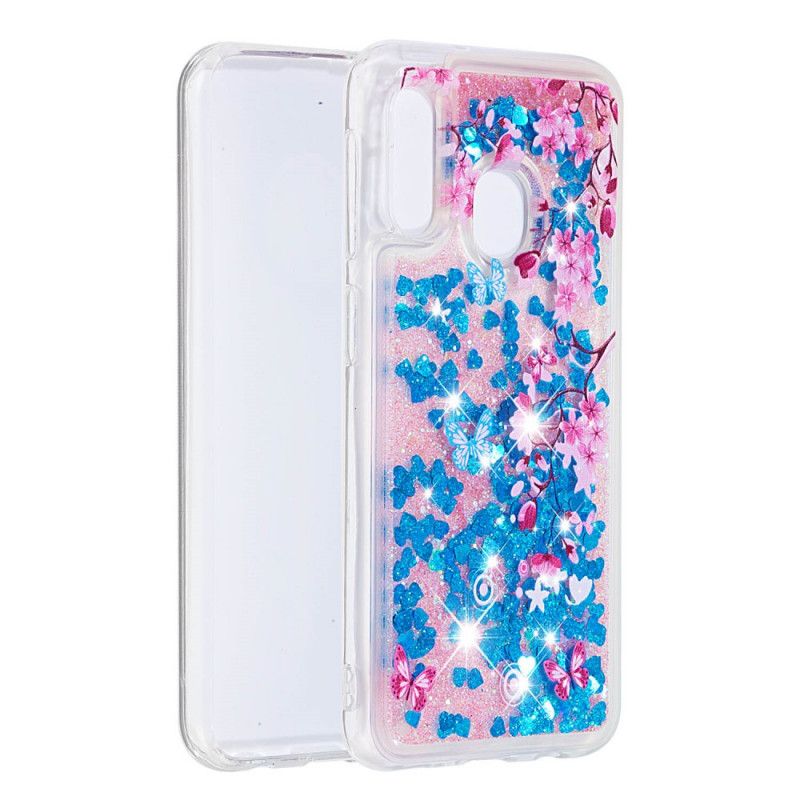 Coque Samsung Galaxy A20e Papillons Et Fleurs Bleus