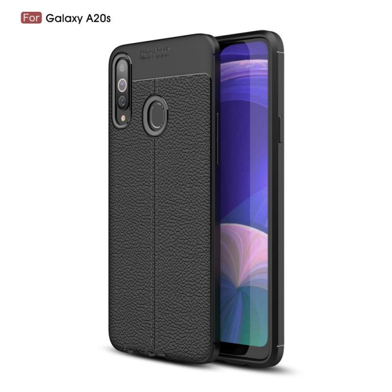 Coque Samsung Galaxy A20s Effet Cuir Litchi Double Line