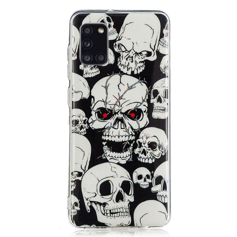 Coque Samsung Galaxy A31 Attention Têtes De Mort Fluorescente