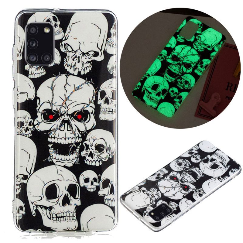 Coque Samsung Galaxy A31 Attention Têtes De Mort Fluorescente