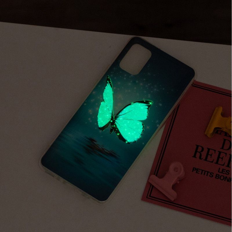 Coque Samsung Galaxy A31 Papillon Bleu Fluorescente