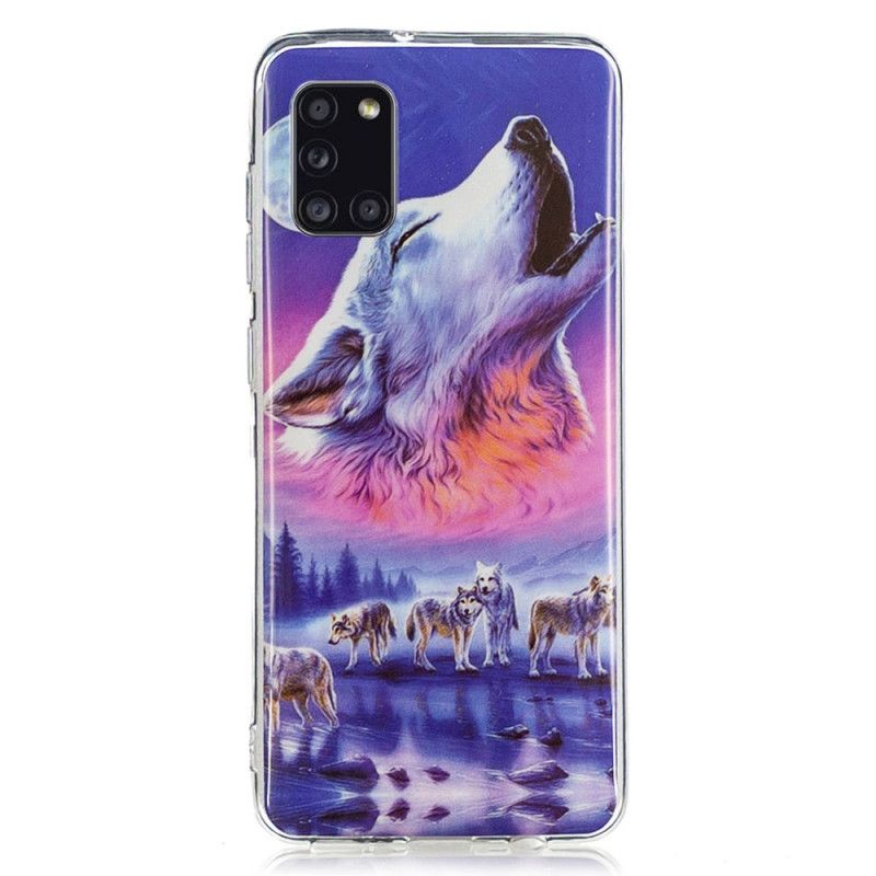 Coque Samsung Galaxy A31 Série Loup Fluorescente