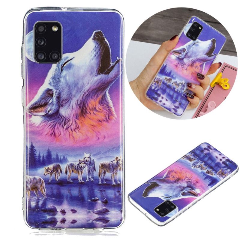 Coque Samsung Galaxy A31 Série Loup Fluorescente