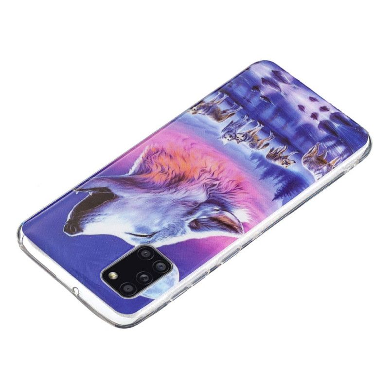 Coque Samsung Galaxy A31 Série Loup Fluorescente