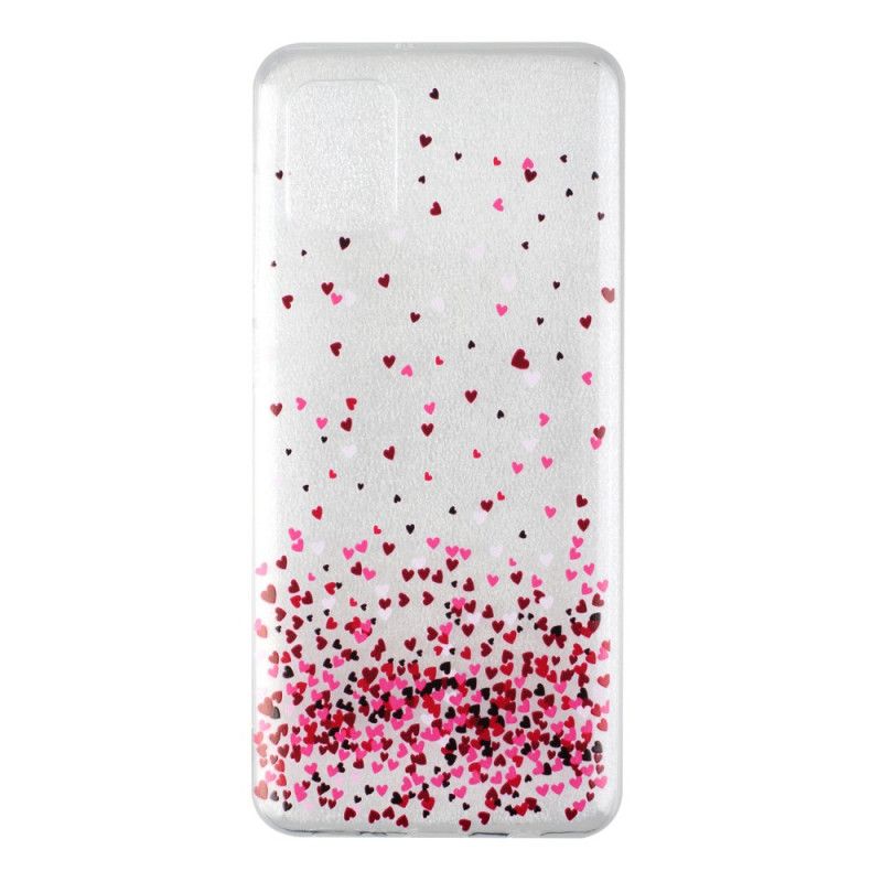 Coque Samsung Galaxy A31 Transparente Multiples Coeurs Rouges