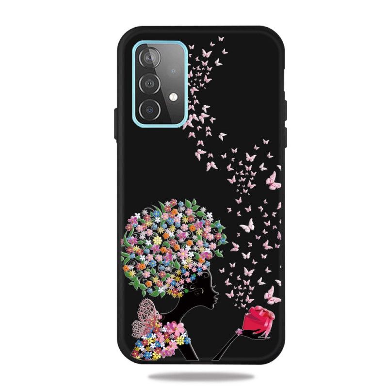 Coque Samsung Galaxy A32 5g Femme À La Tête Fleurie