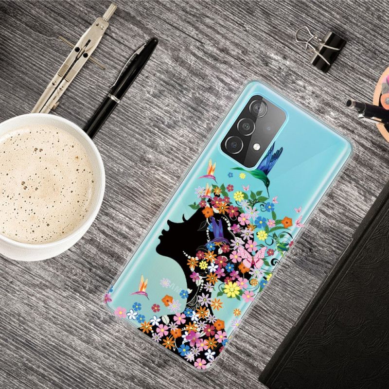 Coque Samsung Galaxy A32 5g Jolie Tête Fleurie