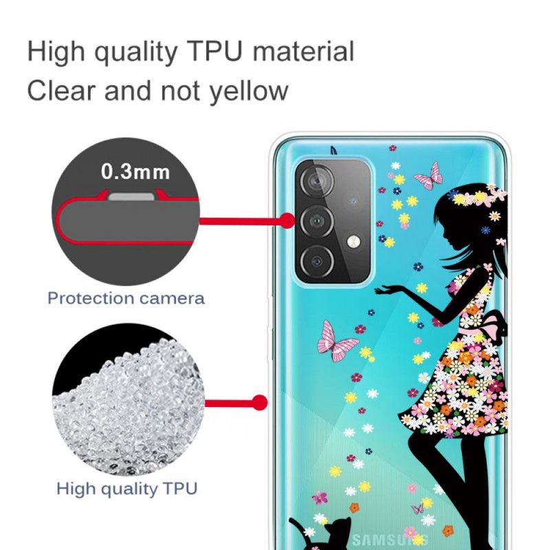 Coque Samsung Galaxy A32 5g Jolie Tête Fleurie