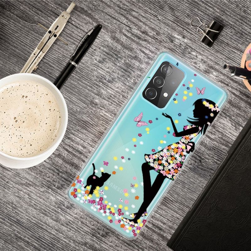 Coque Samsung Galaxy A32 5g Jolie Tête Fleurie