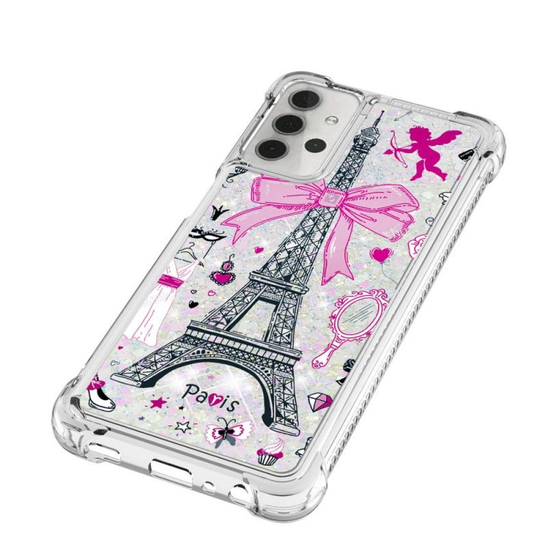 Coque Samsung Galaxy A32 5g La Tour Eiffel Paillettes