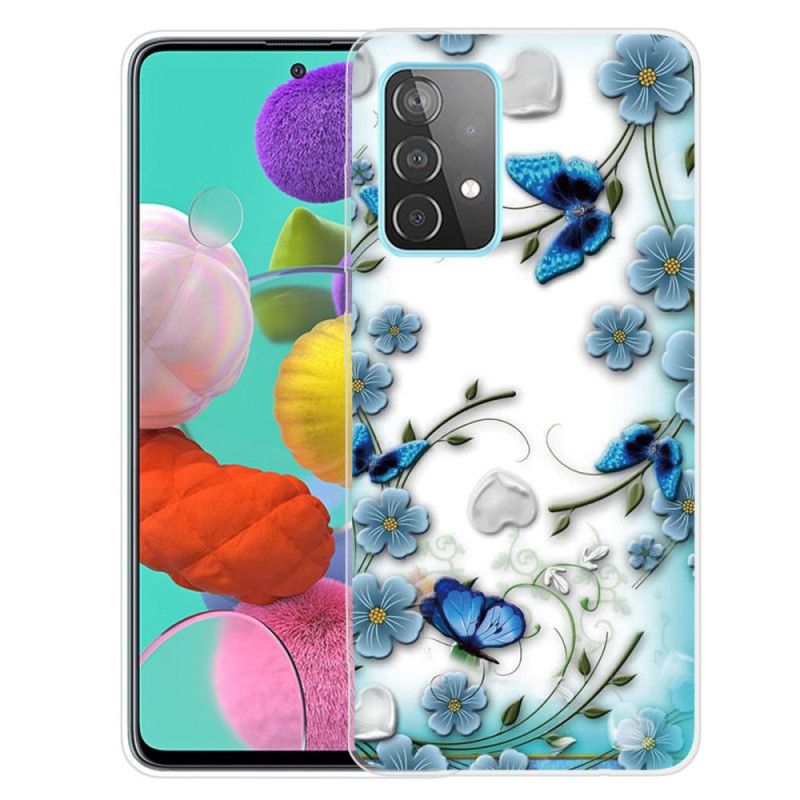 Coque Samsung Galaxy A32 5g Papillons Et Fleurs Rétros