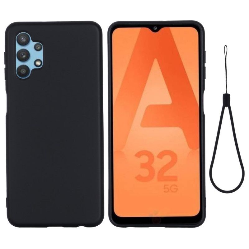 Coque Samsung Galaxy A32 5g Silicone Liquide Avec Lanière