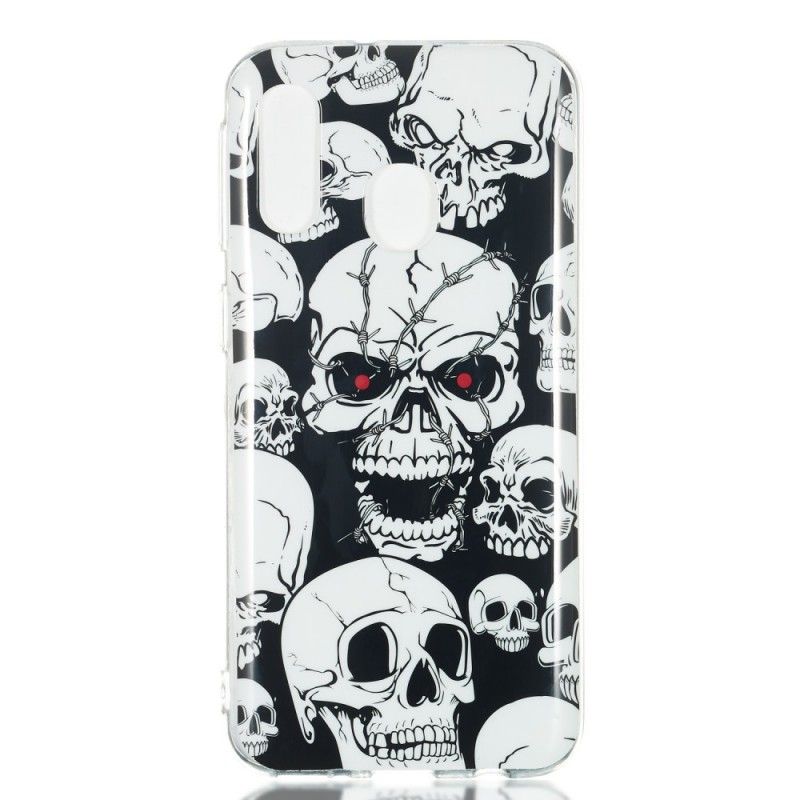 Coque Samsung Galaxy A40 Attention Têtes De Mort Fluorescente