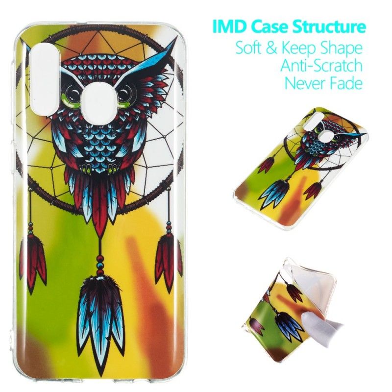 Coque Samsung Galaxy A40 Attrape Rêves Hibou Fluorescente