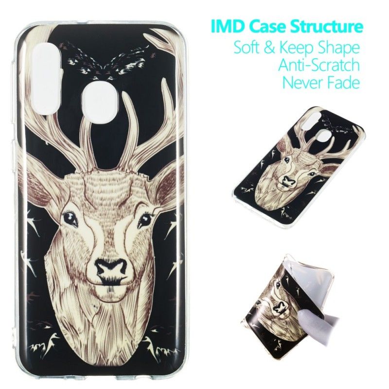 Coque Samsung Galaxy A40 Cerf Majestueux Fluorescente