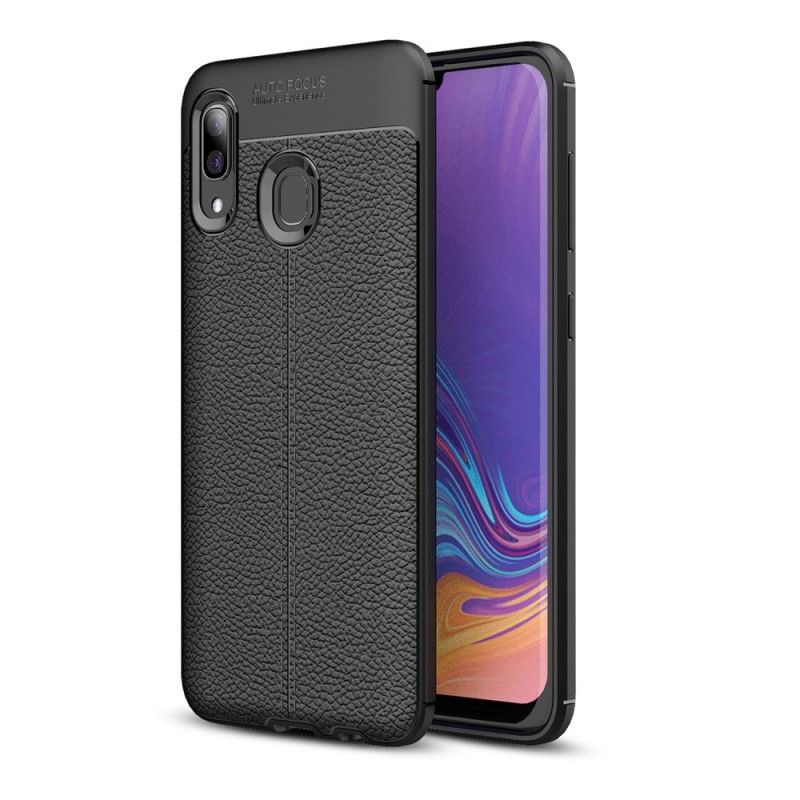 Coque Samsung Galaxy A40 Effet Cuir Litchi Double Line