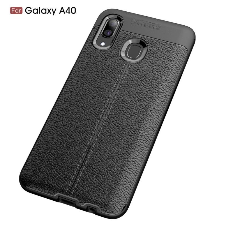 Coque Samsung Galaxy A40 Effet Cuir Litchi Double Line