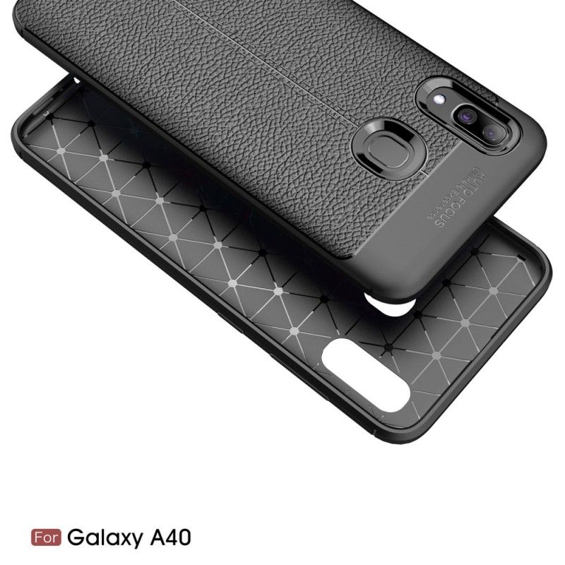 Coque Samsung Galaxy A40 Effet Cuir Litchi Double Line