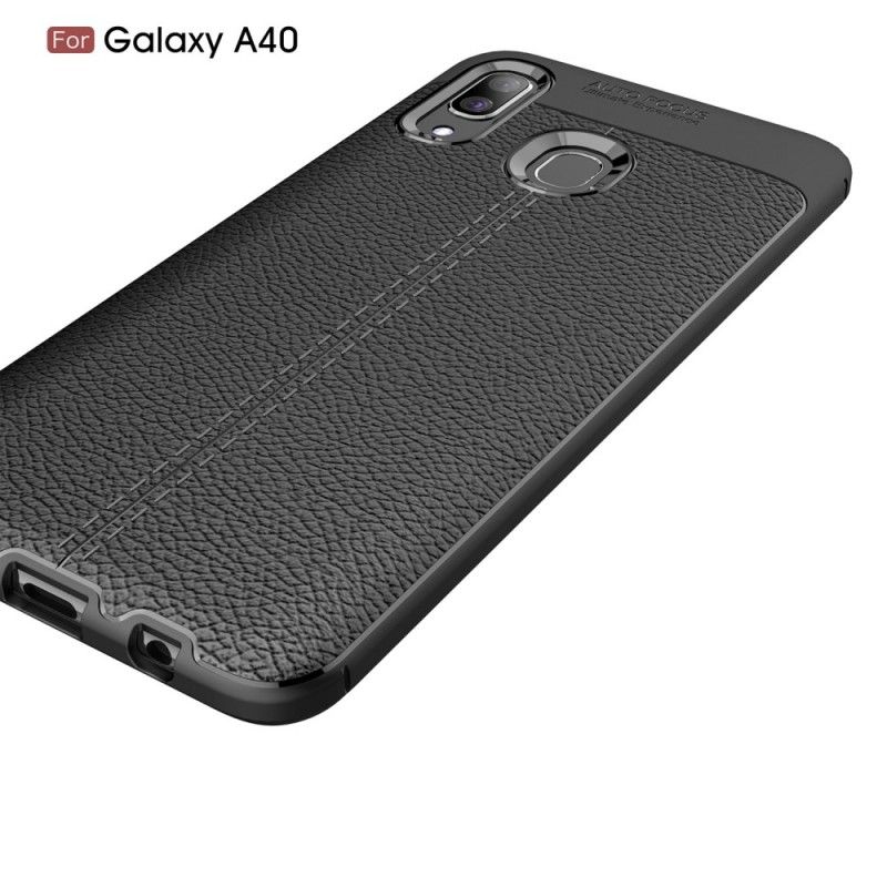 Coque Samsung Galaxy A40 Effet Cuir Litchi Double Line