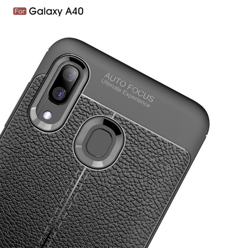 Coque Samsung Galaxy A40 Effet Cuir Litchi Double Line