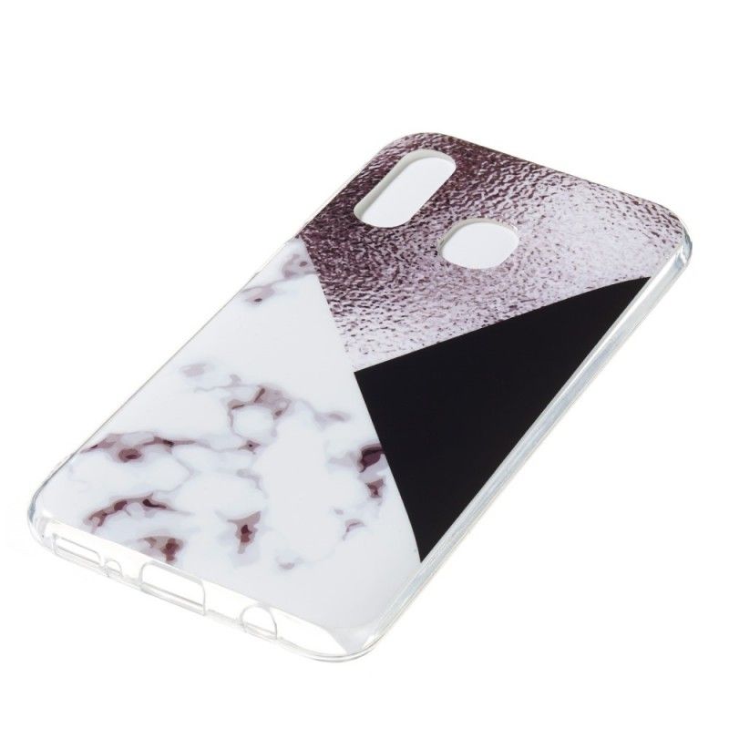 Coque Samsung Galaxy A40 Effet Marbre Geométrie Violet